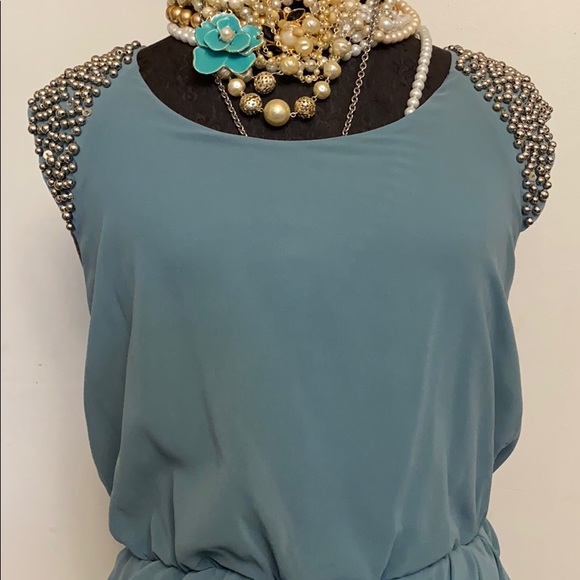 Teal with elastic waist Dress - Picture 2 of 9